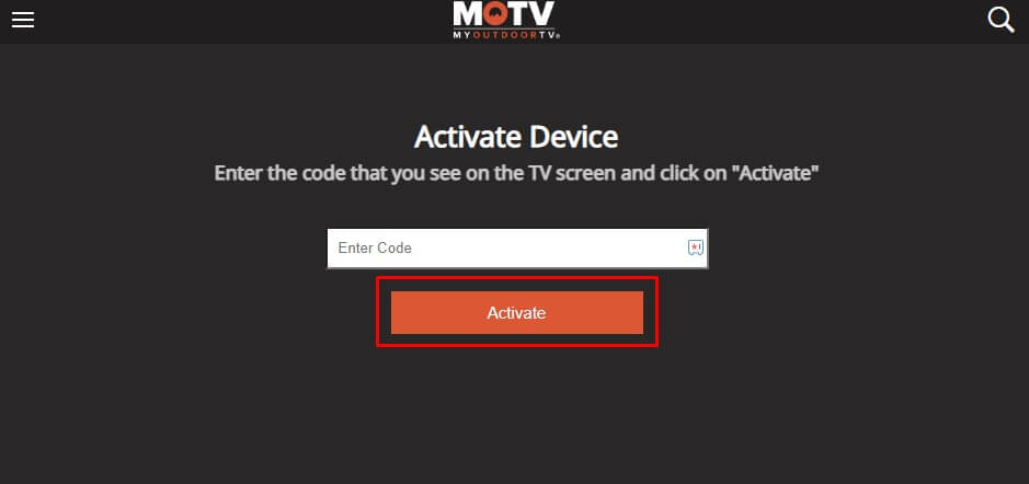 Hit Activate to activate the Outdoor Channel app on Roku