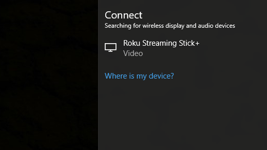 Select your Roku device from Windows