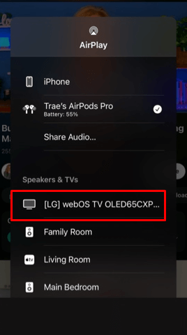 AirPlay Starz on Roku via iPhone