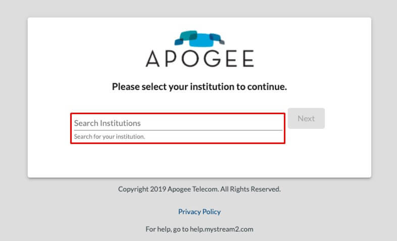 Select your Institution