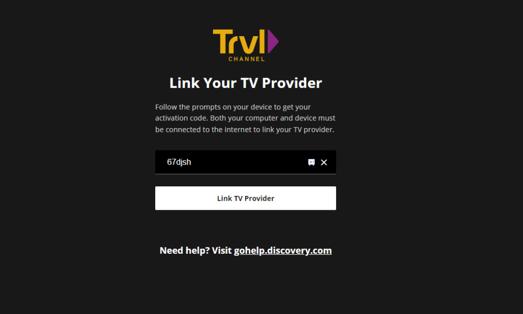 Enter the code and activate Travel Channel on Roku