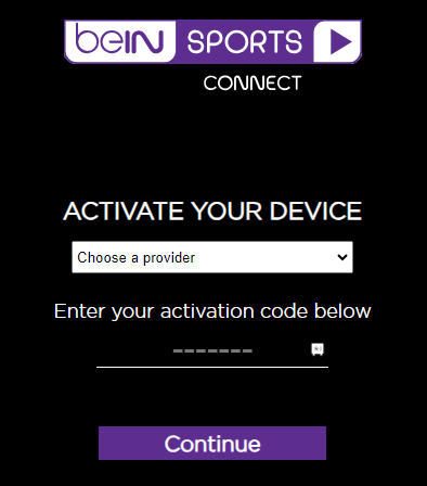Enter the code and activate beIN SPORTS on Roku