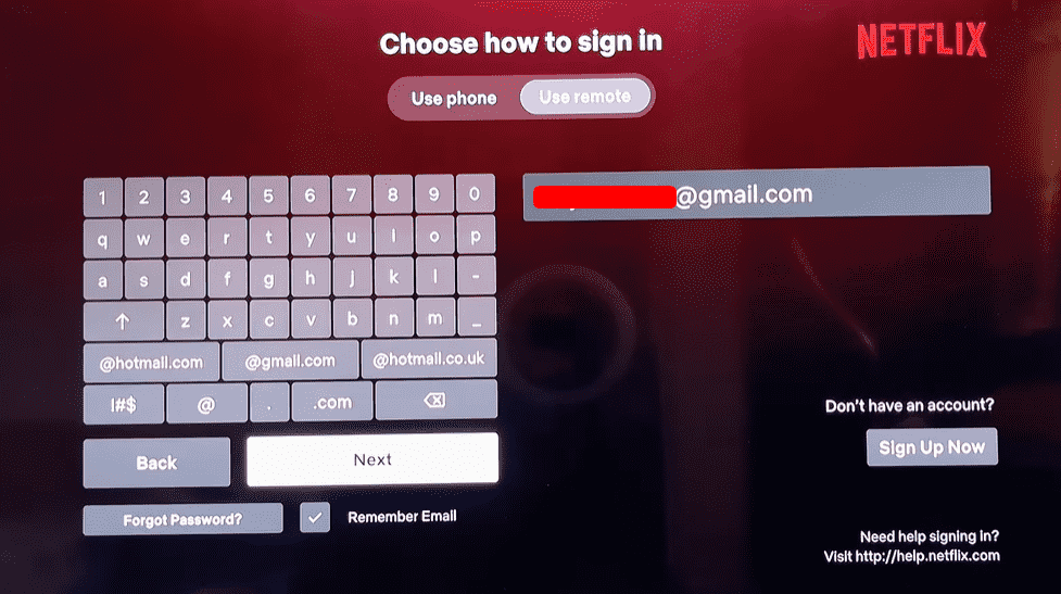 Enter the login details and sign in to Netflix on Roku