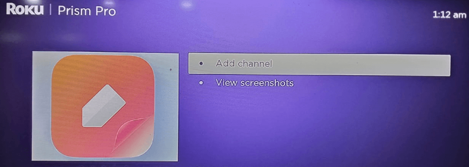 Install Prism Pro to stream Uzzu TV on Roku
