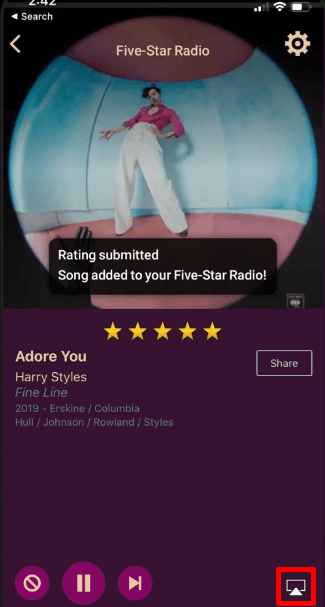 AirPlay AccuRadio on Roku via iPhone