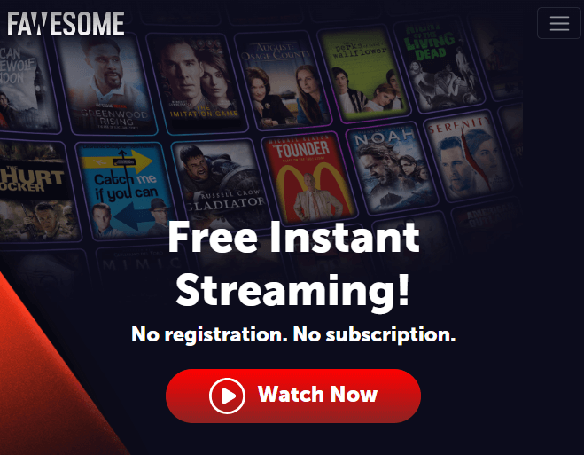 Select Watch Now button on Fawesome website