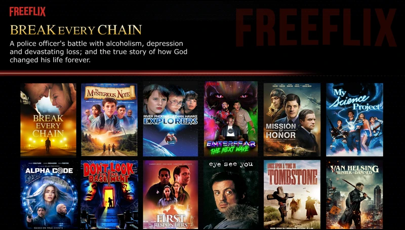 FreeFlix app on Roku TV