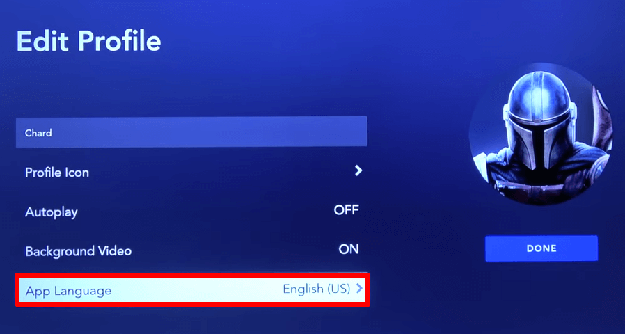 Choose App Language option and change the Disney Plus app language on your Roku