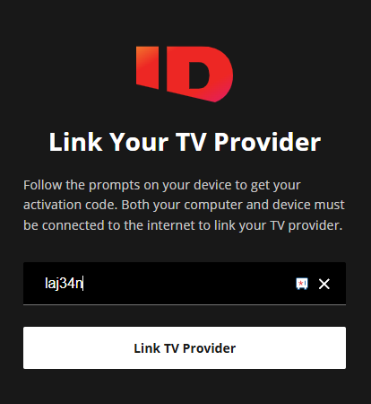 Enter the code and activate ID Go Channel on Roku