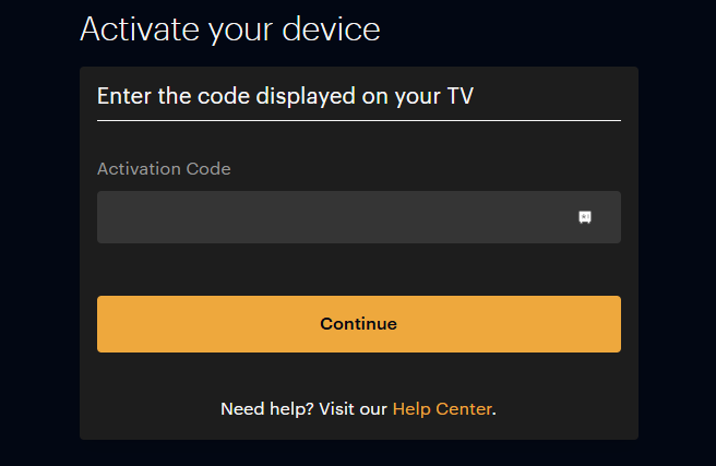 Enter the code and activate Curiosity Stream on Roku