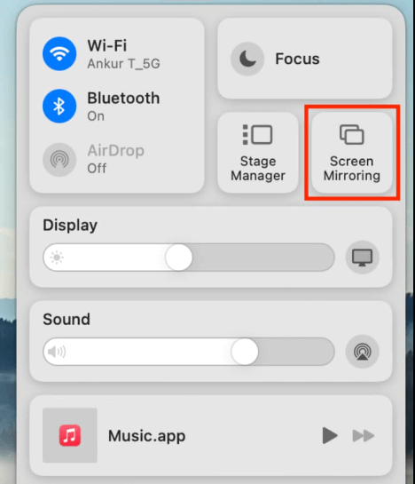 Tap the Screen Mirroring Icon