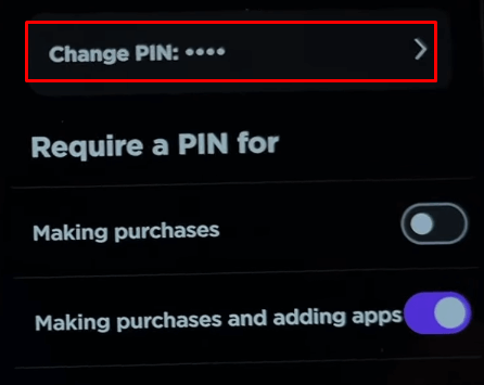 Parental Control on Roku - Tap Change PIN