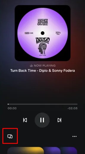 Tap the Connect to Device icon