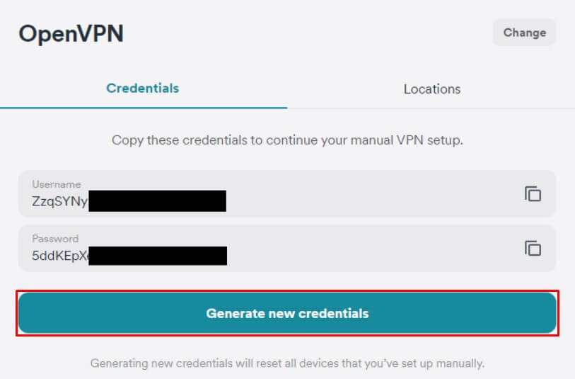 Click Generate New Credentials