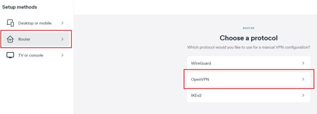 Select OpenVPN