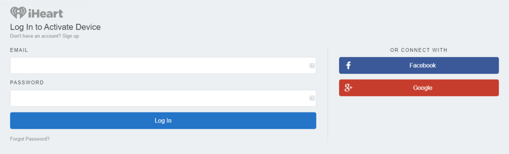 Log in to your iHeart account to activate